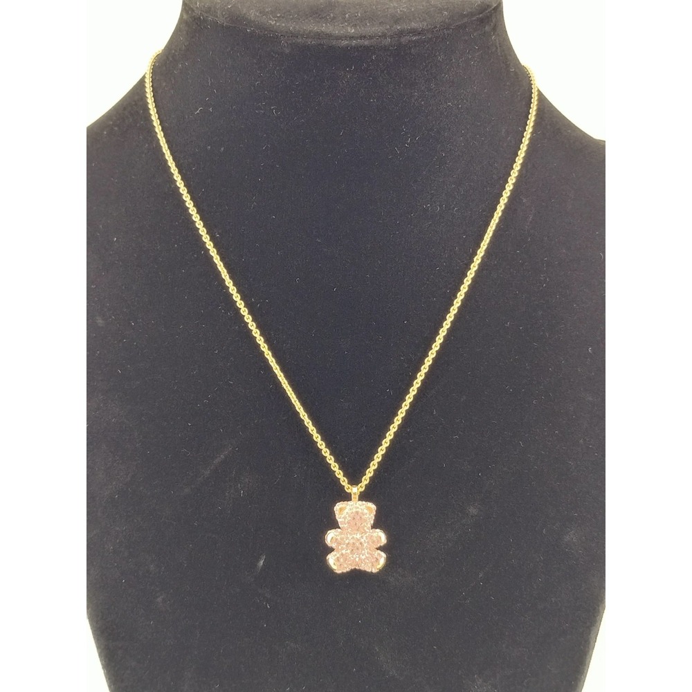Swarovski pink teddy bear necklace